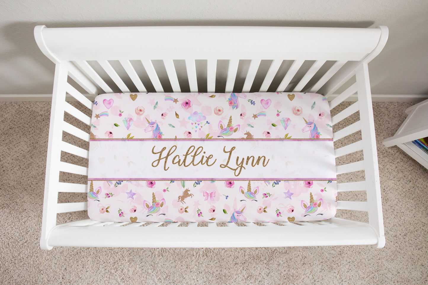 Magical Unicorns Personalized Crib Sheet for Girl