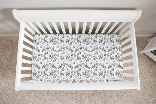 Boho Antlers Patterned Crib Sheet