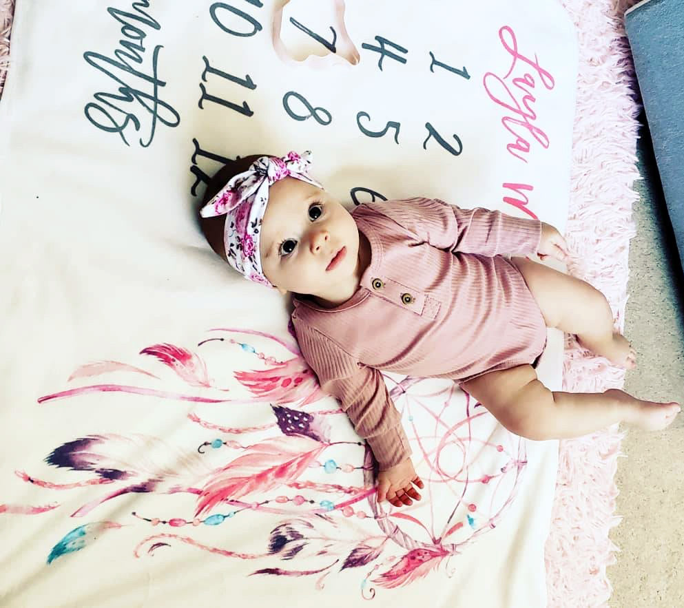 Dreamcatcher Cherry Pink Milestone Blanket for Girl