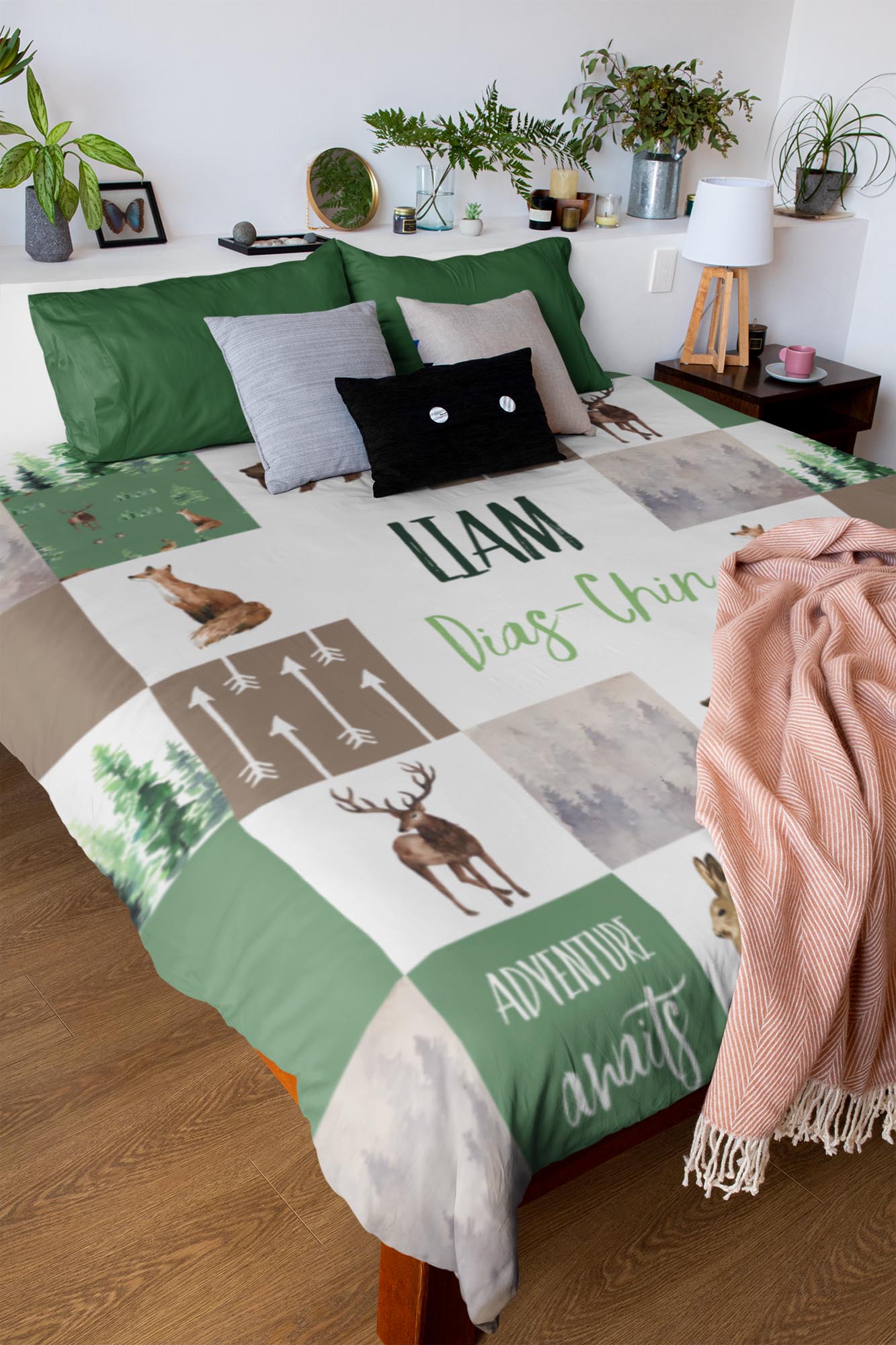 Forest Animals Monogrammed Duvet Cover for Boy