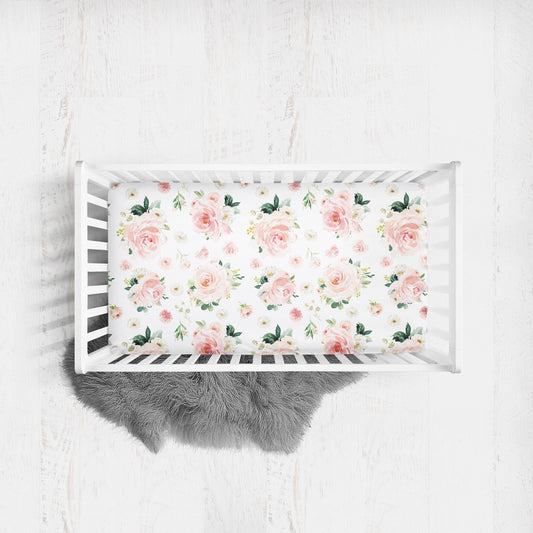 Blush Florals Patterned Crib Sheet for Girl