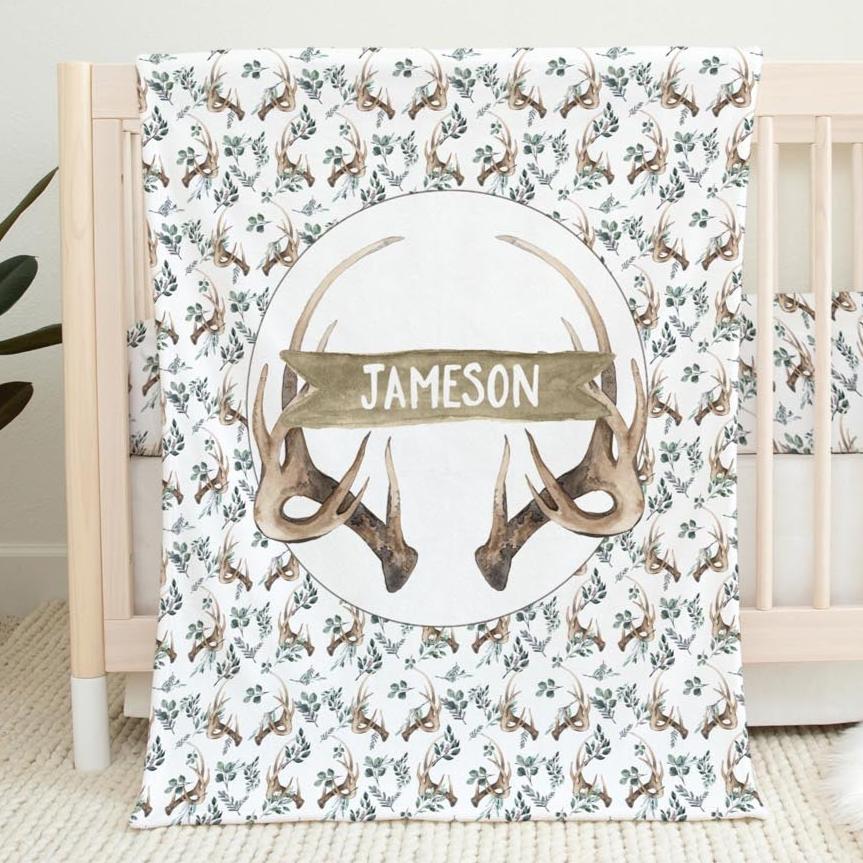 Boho Antlers Personalized Blanket