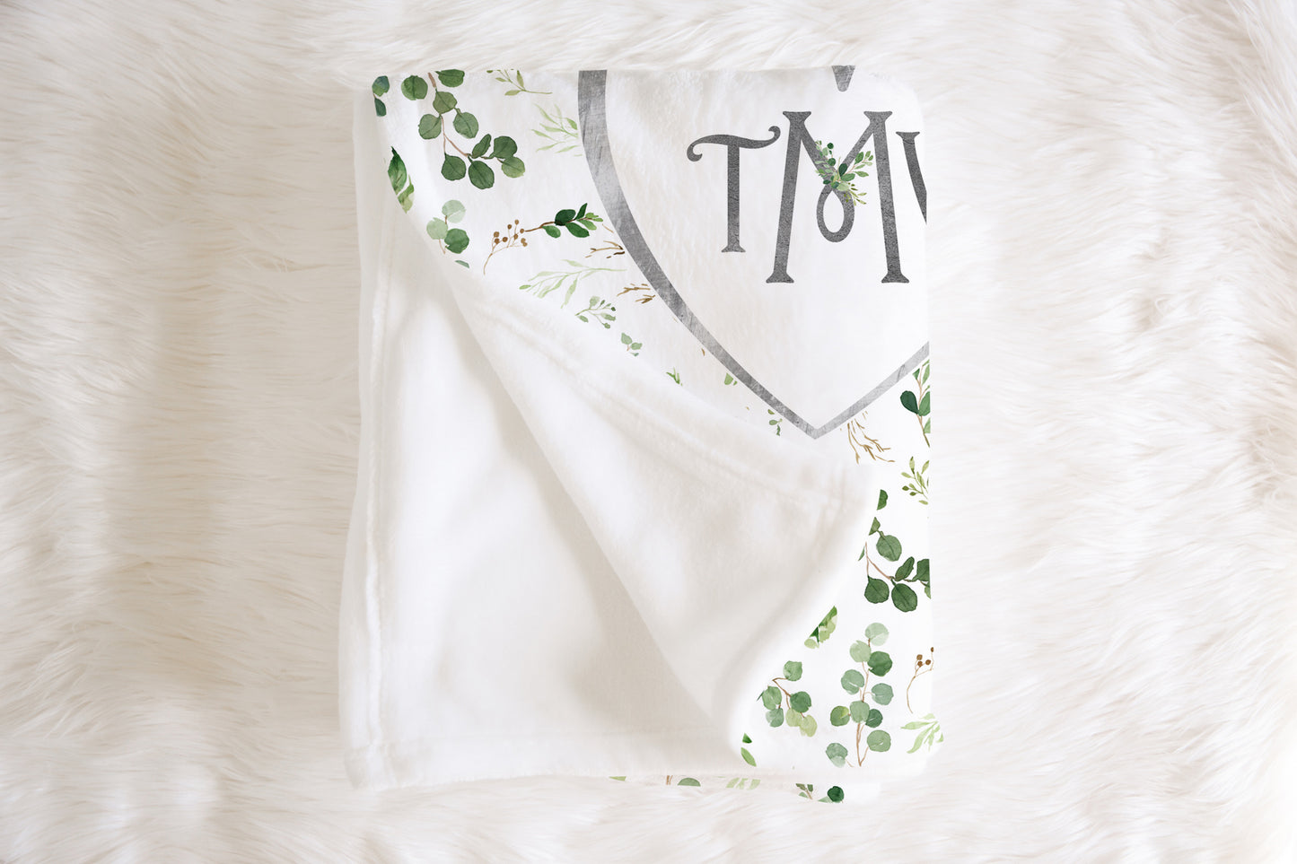 Greenery Monogrammed Blanket