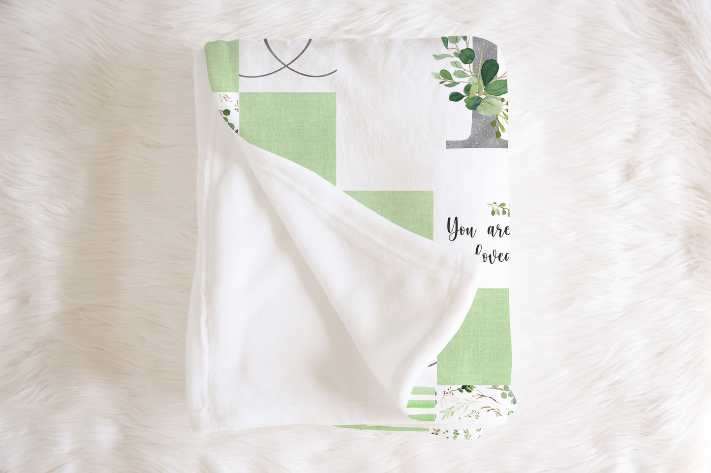 Greenery Monogrammed Quilt Inspired Blanket
