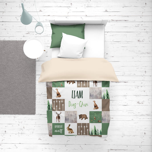Forest Animals Monogrammed Duvet Cover for Boy