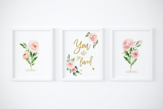 Blush Florals 3 Piece Wall Art