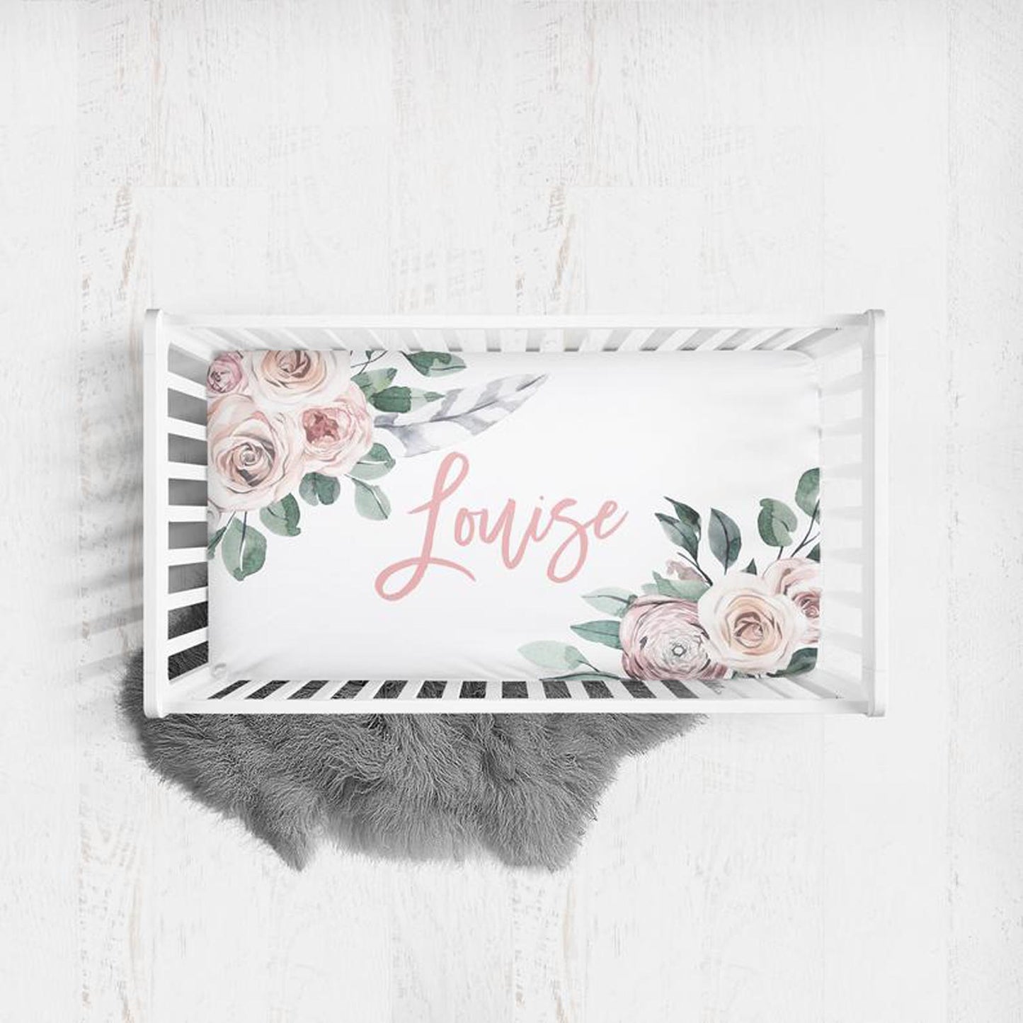 Modern Boho Personalized Crib Sheet for Girl