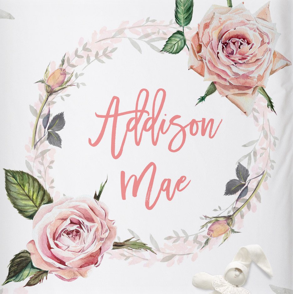 Vintage Roses Personalized Crib Sheet for Girl