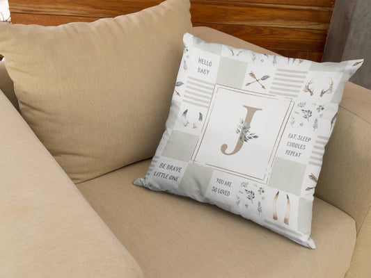 Boho Antlers Quilt Inspired Monogrammed Pillow