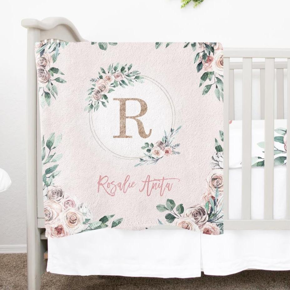 Modern Boho Monogrammed Blanket for Girl