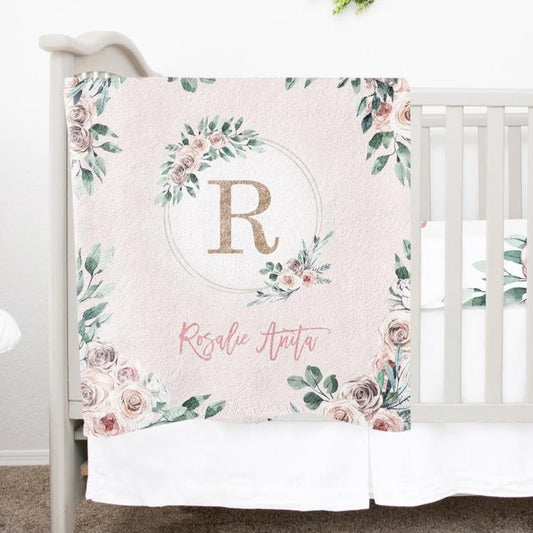 Modern Boho Monogrammed Blanket for Girl