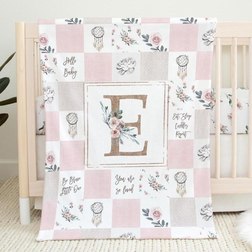Modern Boho Quilt Inspired Monogrammed Blanket