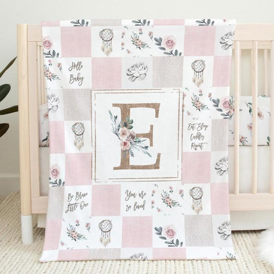 Modern Boho Quilt Inspired Monogrammed Blanket