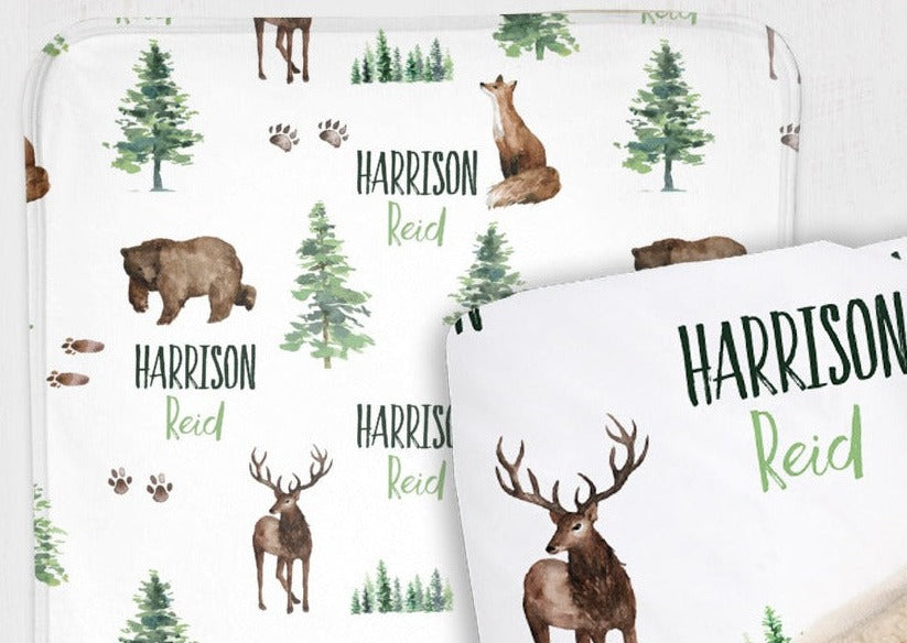 Forest Animals Personalized Patterned Blanket for Boy