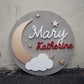 Custom Personalized Wooden Name Sign Moon and Stars