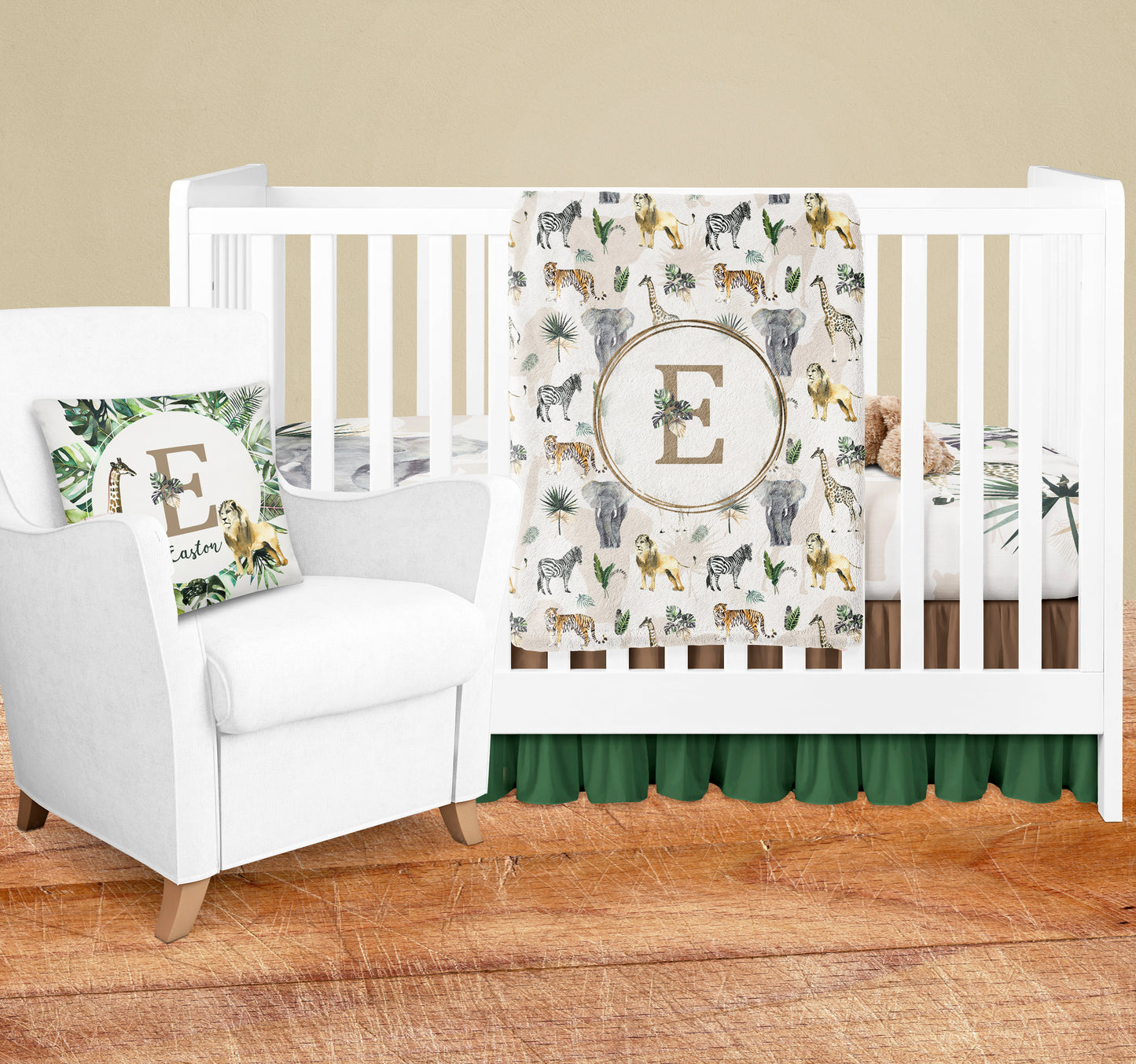 Safari Animals Monogrammed Blanket for Boy