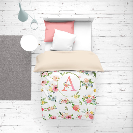 Summer Meadow Monogrammed Duvet Cover for Girl