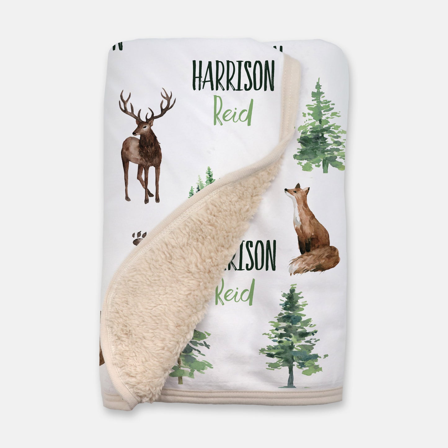 Forest Animals Personalized Patterned Blanket for Boy