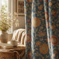 Blue Floral Curtains, Vintage Botanical Blackout Curtains