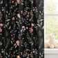 Black Floral, Moody Blackout Curtains