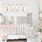 Blush Florals with Woodland Animals Personalized Crib Sheet for Girl