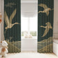 Japanese Crane, Dark Green Blackout Curtains