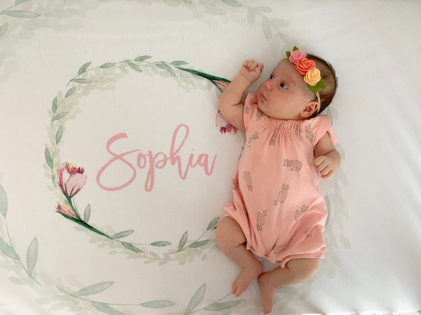 Tulips Personalized Crib Sheet for Girl