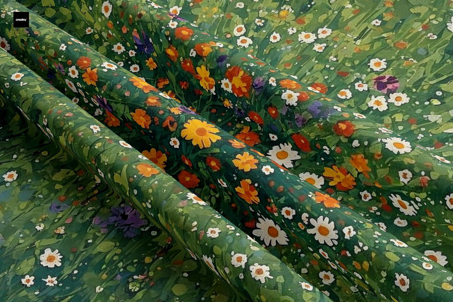 Green Wildflower Curtains, Botanical Floral Blackout Curtains