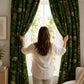 Dark Green Botanical Blackout Curtains