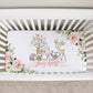 Blush Florals with Woodland Animals Personalized Crib Sheet for Girl