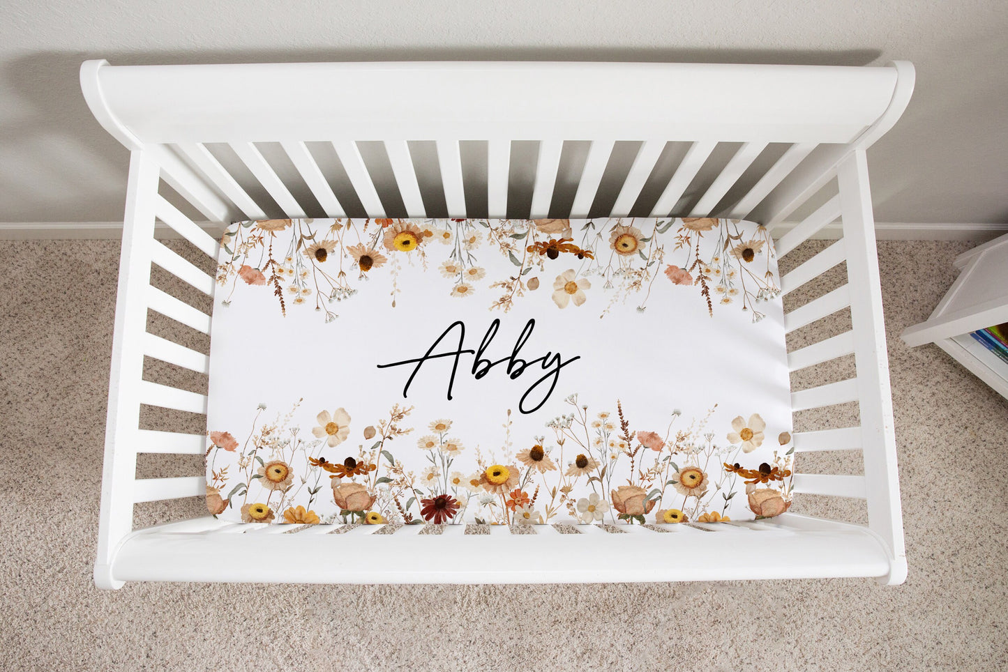 Wildflowers Personalized Crib Sheet for Girl