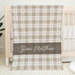 Neutral Plaid Personalized Blanket for Boy