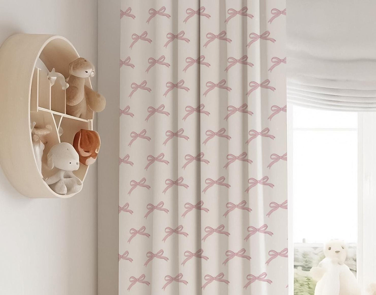Pink Bows Nursery Blackout Curtains