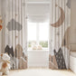Boho Beige Mountain Curtains with Moon Blackout Curtains