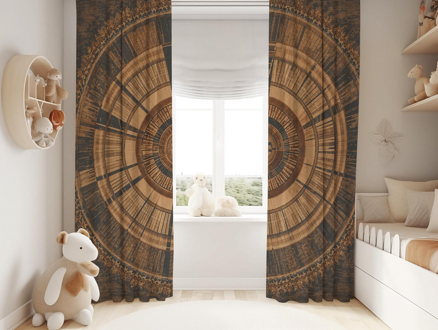 Rustic Boho Mandala Blackout Curtains