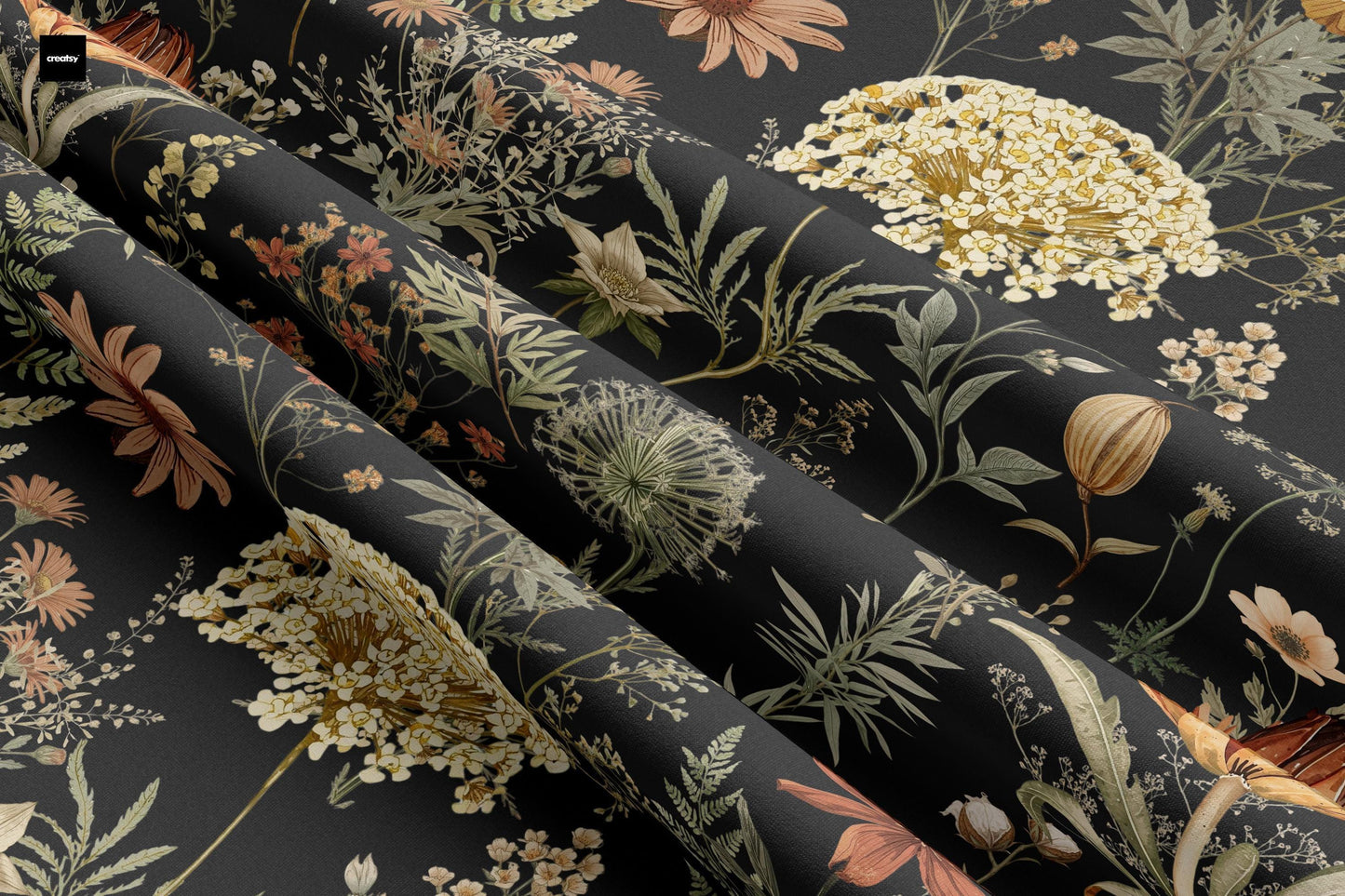 Moody Wildflower Botanical Blackout Curtains