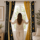 Mustard Black Geometric Blackout Curtains