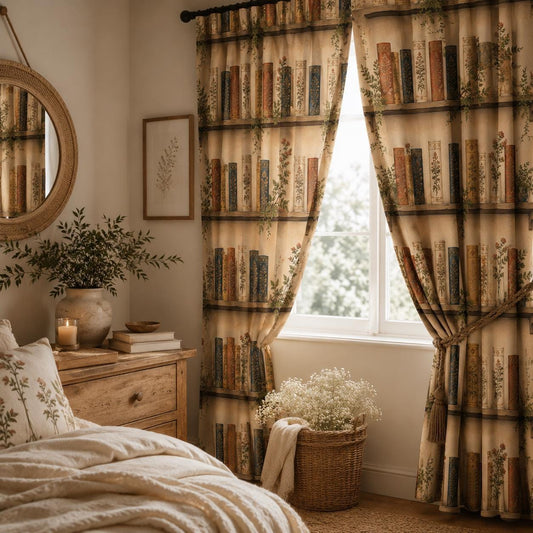 Vintage Bookshelf Blackout Curtains