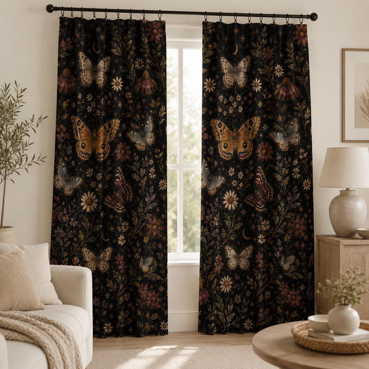 Butterfly Floral Blackout Curtains