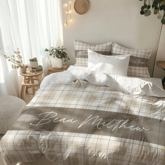 Neutral Personalized Duvet Cover Set for Girl or Boy
