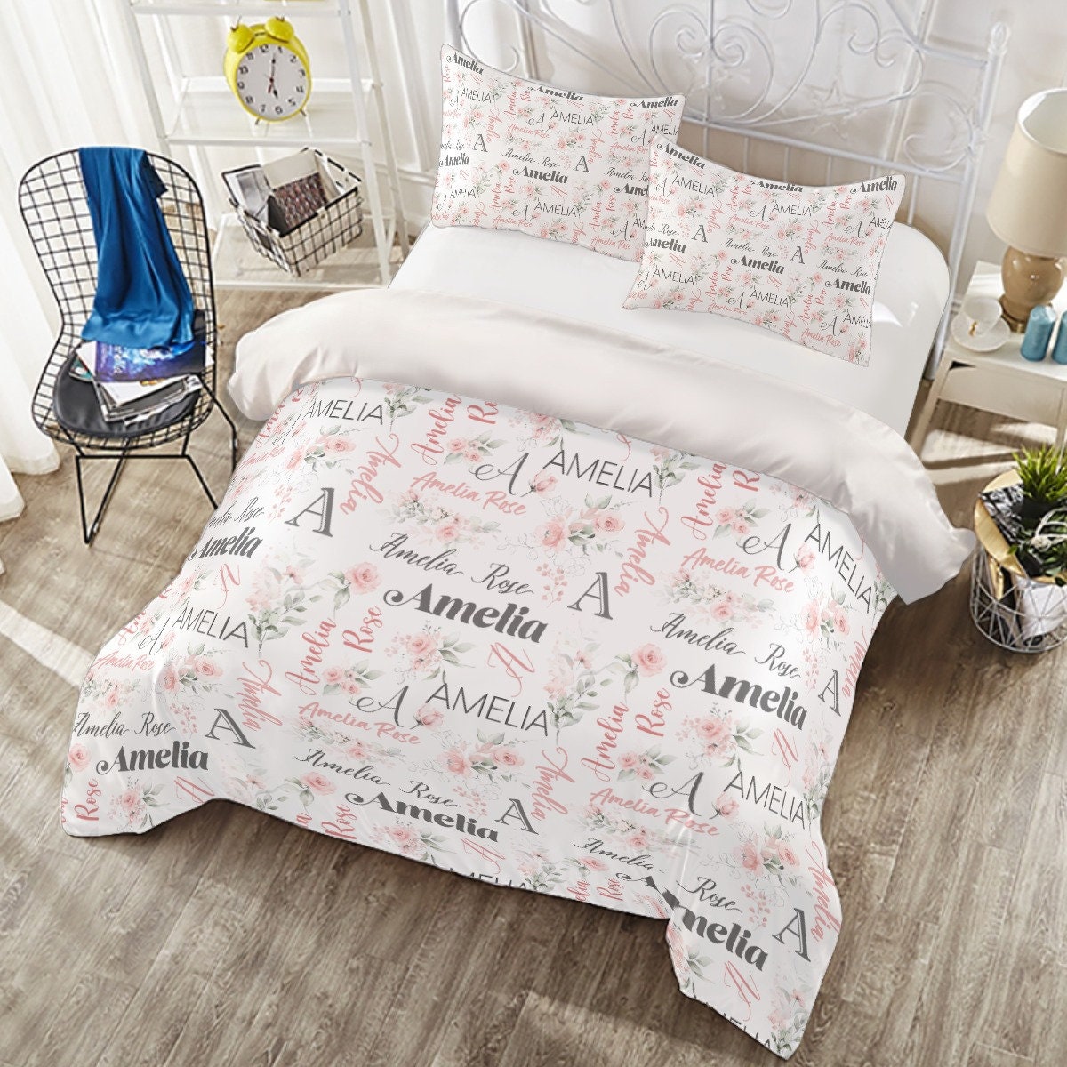 Roses Garden Personalized Duvet Cover Set for Girl