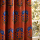 Burnt Orange Blue Floral Blackout Curtains