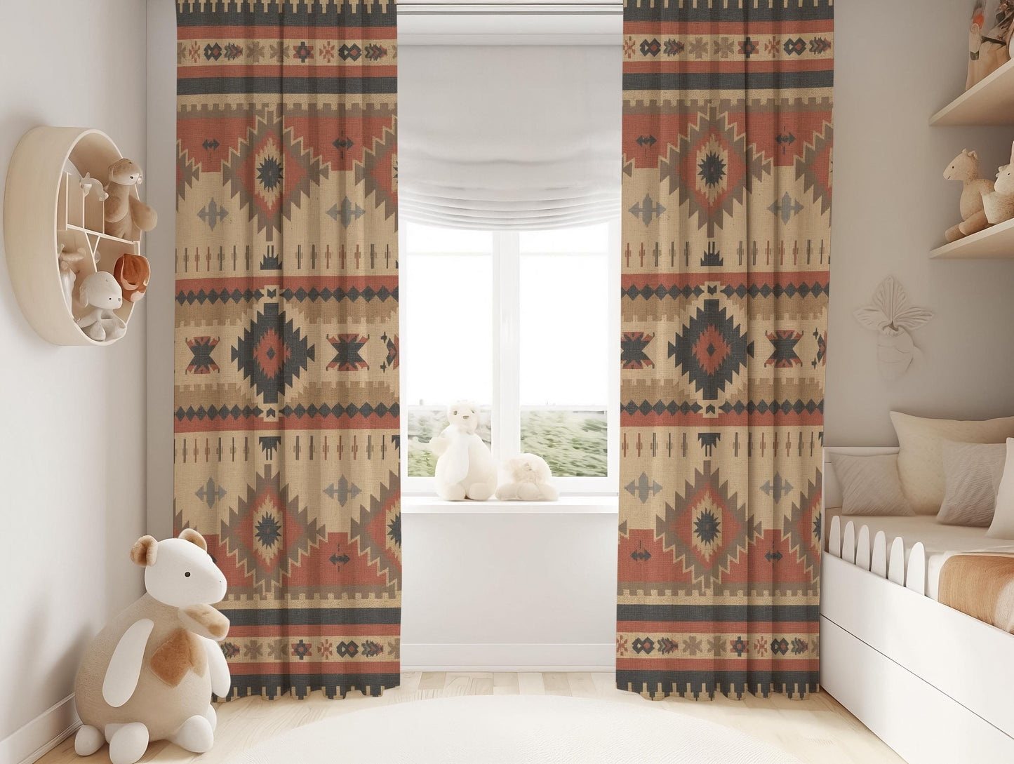 Southwestern, Boho Aztec Blackout Curtains