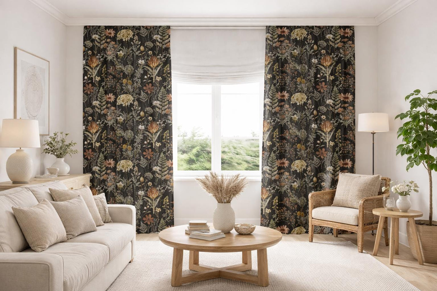 Moody Wildflower Botanical Blackout Curtains