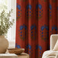 Burnt Orange Blue Floral Blackout Curtains