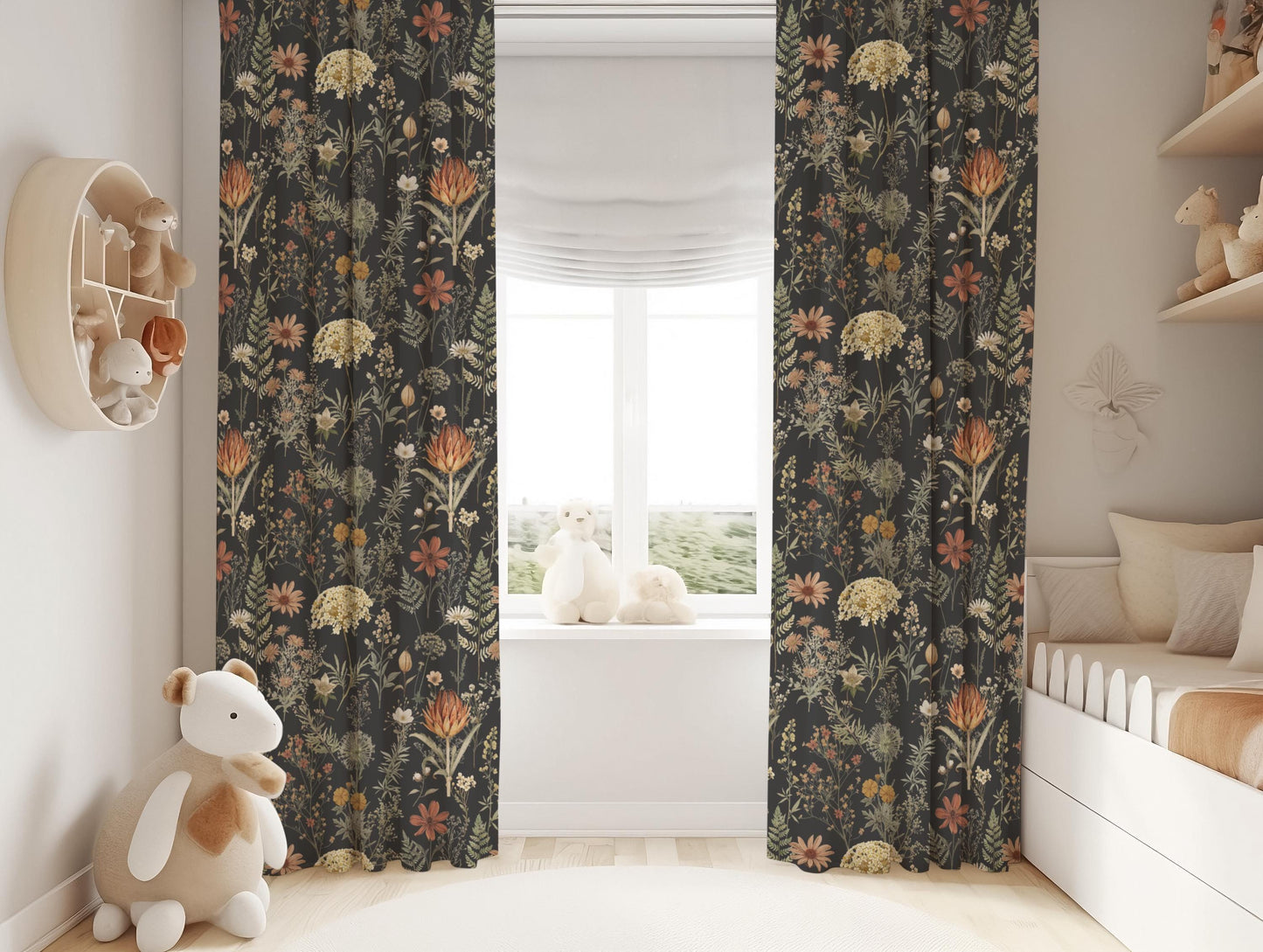 Moody Wildflower Botanical Blackout Curtains