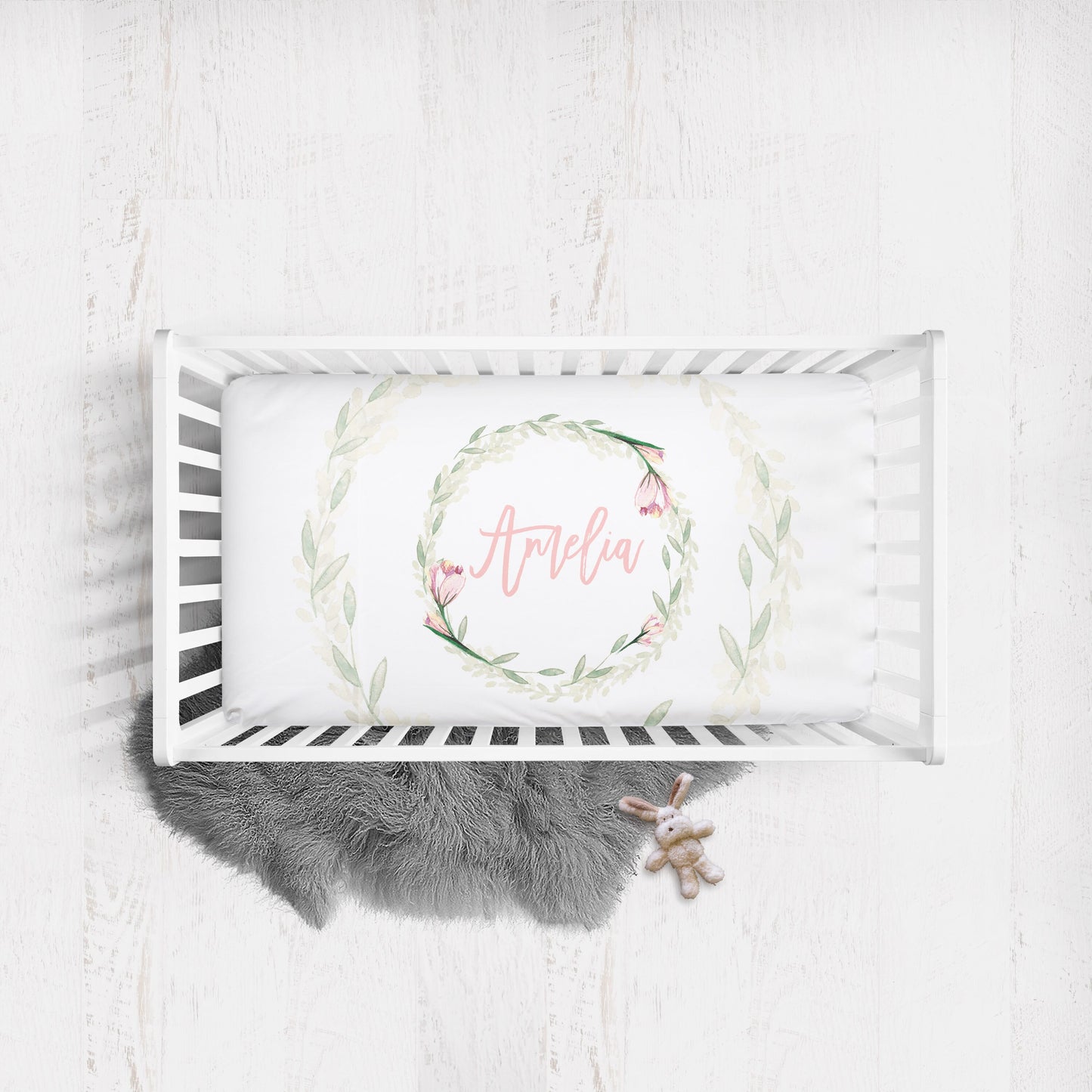 Tulips Personalized Crib Sheet for Girl