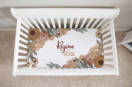 Vintage Charm Personalized Crib Sheet for Girl