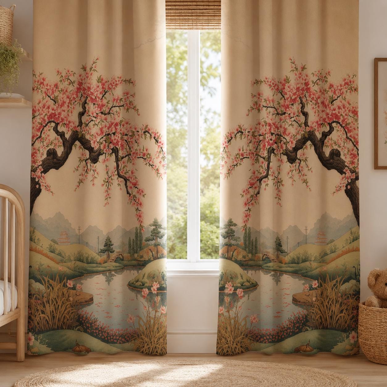 Japanese Cherry Blossom Blackout Curtains