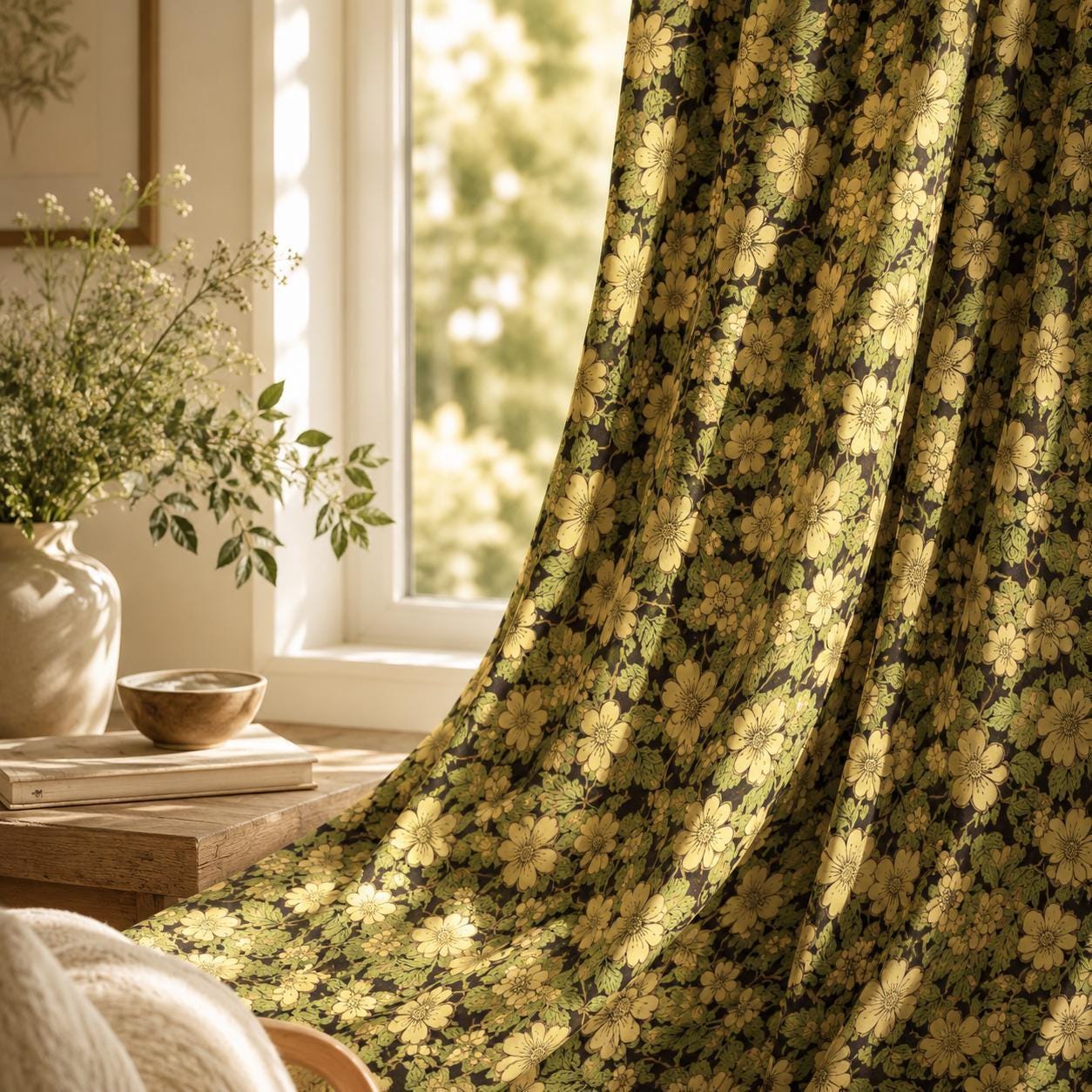 Vintage Floral Blackout Curtains